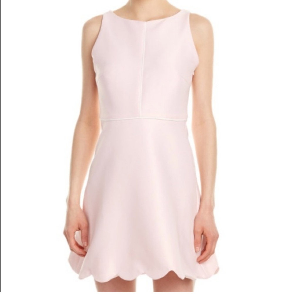Camilyn Beth Light Pink Dress, Scallop Detailing, White Trim, Size: 8